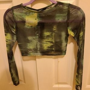 See through green crop top